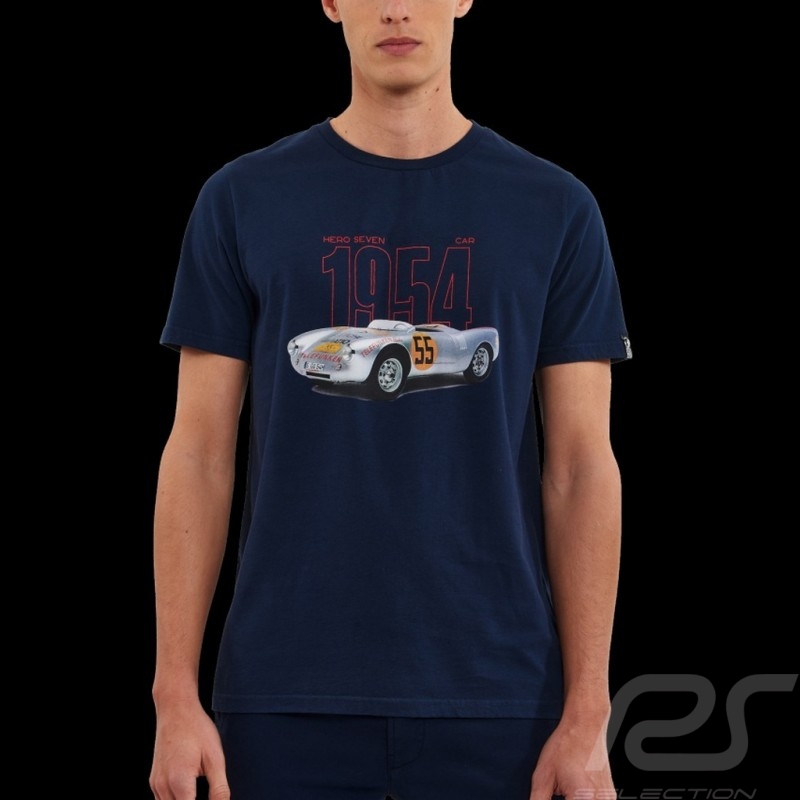 Porsche T-shirt 550 1954 n° 55 Dean Marineblau Hero Seven - Herren