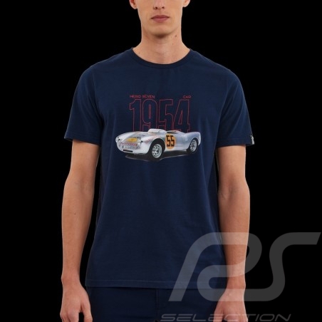 T-shirt Porsche 550 1954 n° 55 Dean Bleu Marine Hero Seven - Homme