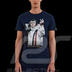 McQueen T-shirt "The Man In Le Mans" Victory Navy Blue Hero Seven - Men