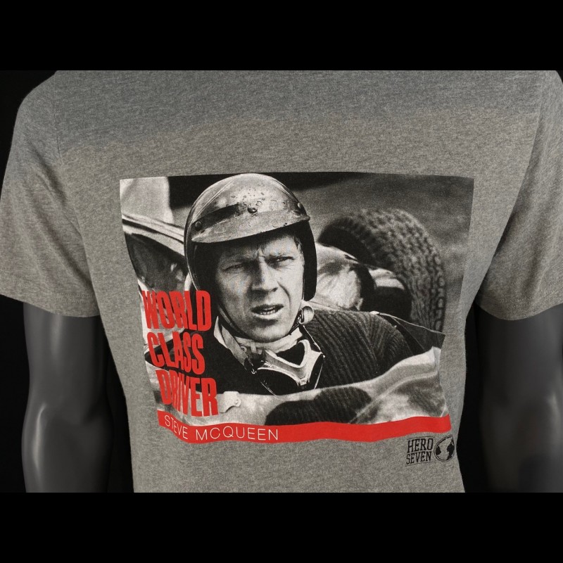 T-shirt Hero Seven Steve McQueen Legend – Gris Chiné, Manches Courtes, Coton
