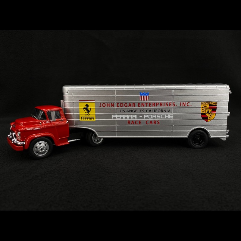 Modèle Réduit Gmc - Truck Car Transporter Team John Edgard Enterprises Inc Los Angeles California Ferrari Porsche Race Cars 1950