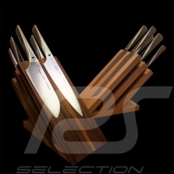 Magnetic walnut wooden block + 4 knives Type 301 Design by F.A. Porsche Chroma K15