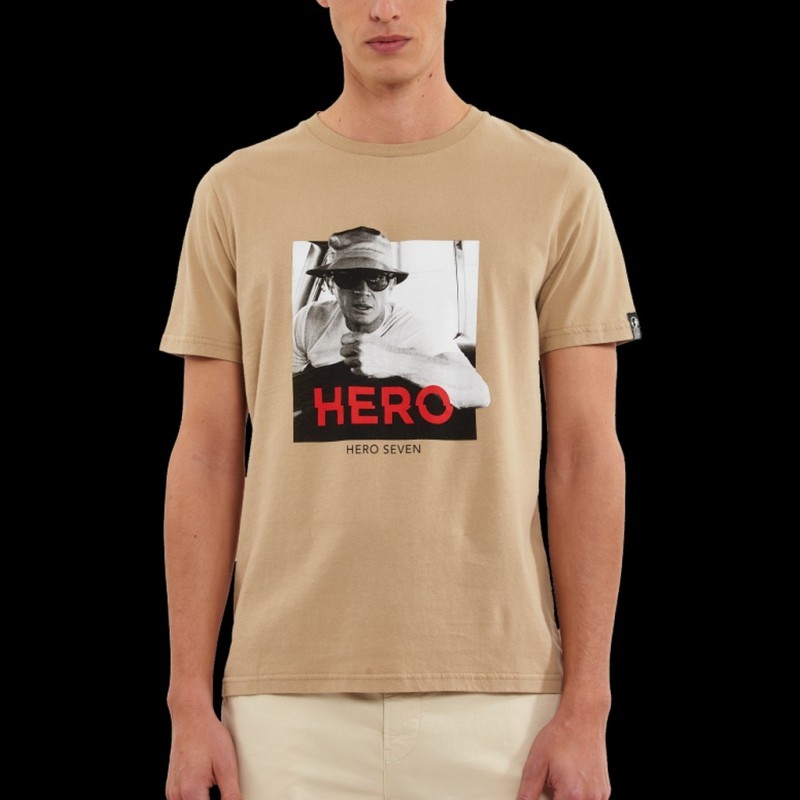 T-shirt Hero Seven Steve McQueen - Gris Chiné, Motifs Voiture/course, Tailles S/M/L, NEUF étiqueté