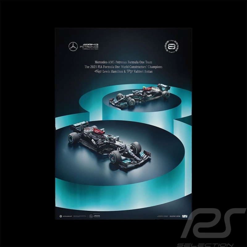 Poster Mercedes-AMG Petronas F1 8. Konstrukteurstitel 2021 Hamilton Bottas Collector's edition