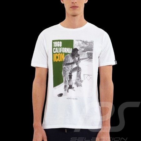 T-shirt Steve McQueen Brentwood 1960 California Blanc Hero Seven - homme