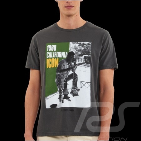 T-shirt Steve McQueen Brentwood 1960 California Gris Hero Seven - homme