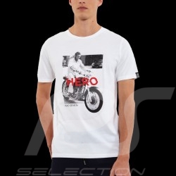 Steve McQueen T-shirt Motorbike White Hero Seven - men