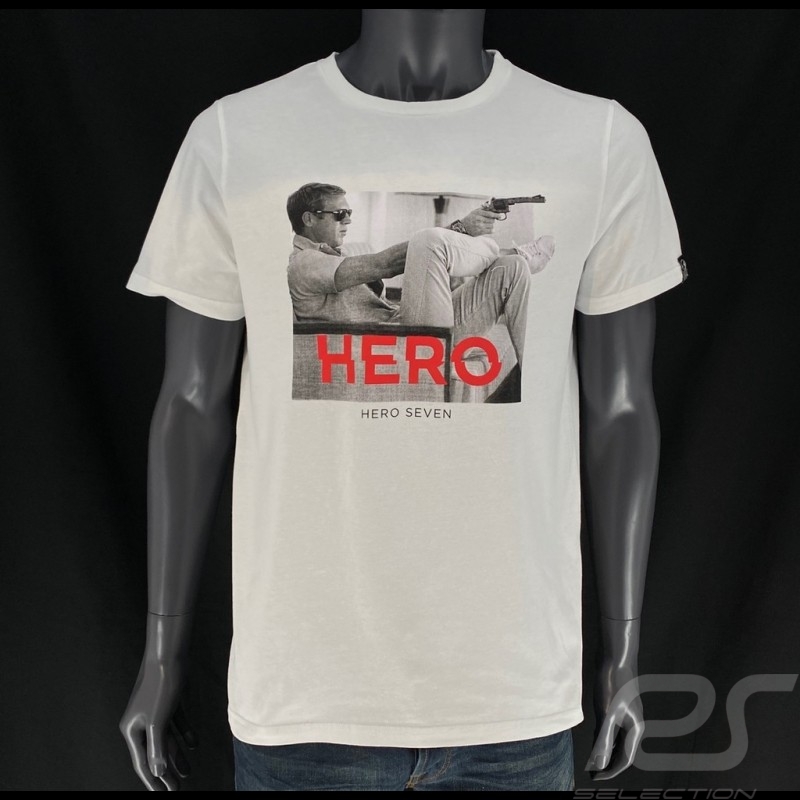 Steve McQueen T-shirt Gun Weiß Hero Seven - herren