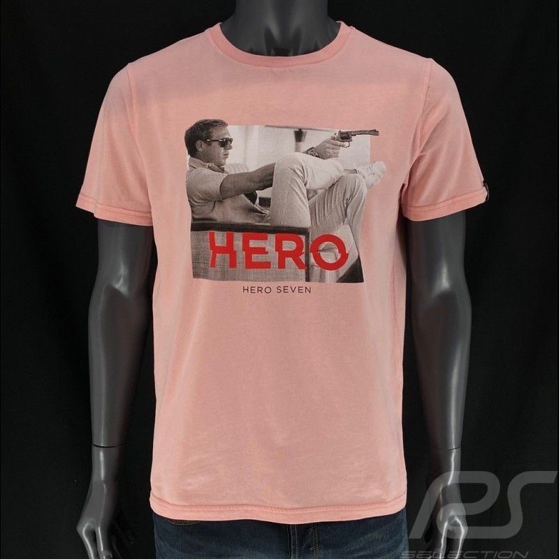 Steve McQueen T-shirt Gun Pastellrosa Hero Seven - herren