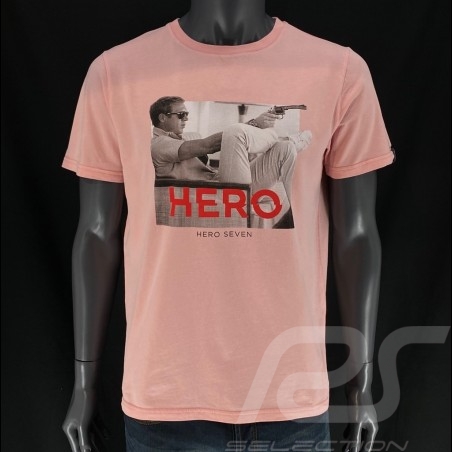 T-shirt Steve McQueen Gun Rose Pastel Hero Seven - homme