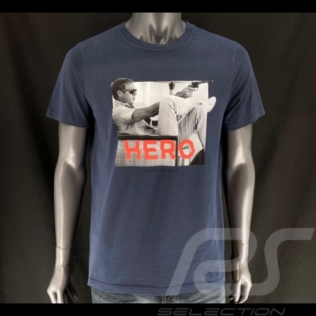 Steve McQueen T-shirt Gun Marineblau Hero Seven - herren
