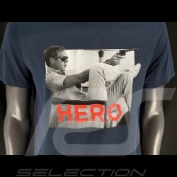 T-shirt Steve McQueen Gun Bleu Marine Hero Seven - homme