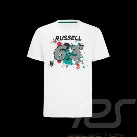 George Russell T-Shirt Nr. 63 Mercedes-AMG F1 Weiß 701220866-001 - Herren