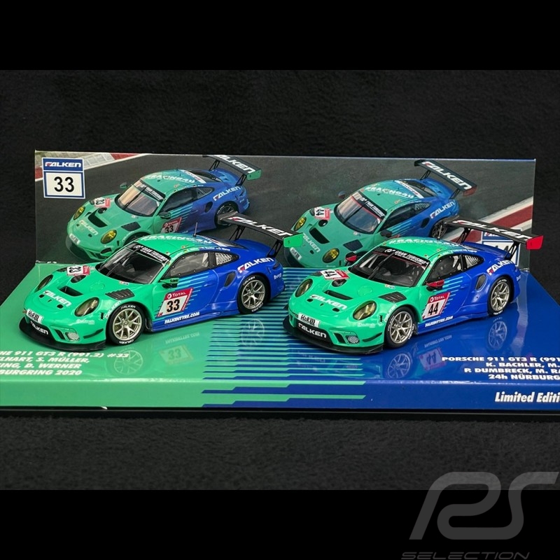 Set de 2 Porsche 911 GT3 R Type 991 n°33 et n°44 24h Nürburgring 2020 1/43 Minichamps 413204433