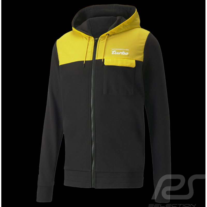 Veste Porsche Turbo Puma Sweatshirt à capuche Hoodie Noir / Jaune 533774-06 - homme