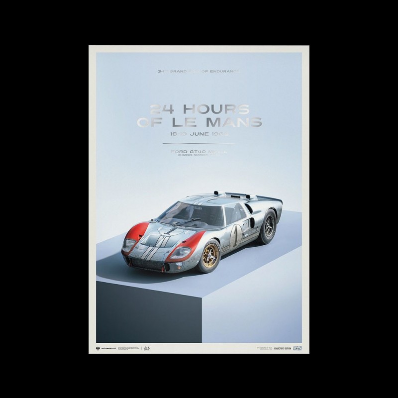 Ford GT40 P/1015 Poster 24h Le Mans 1966 Collector's Edition