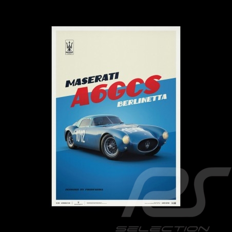 Maserati A6GCS Berlinetta 1954 Blau Poster Limited edition