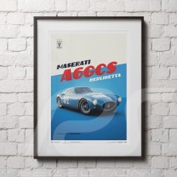 Maserati A6GCS Berlinetta 1954 Blue Poster Limited edition