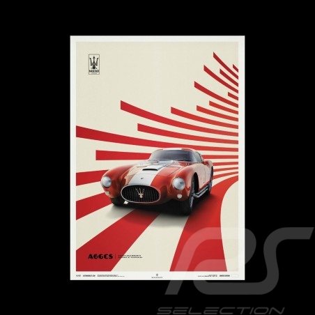 Poster Maserati A6GCS Berlinetta 1954 Rouge Limited edition