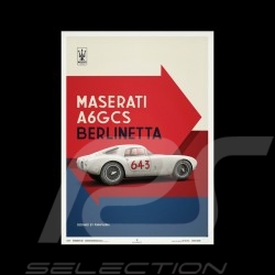 Poster Maserati A6GCS Berlinetta 1954 Blanc Limited edition