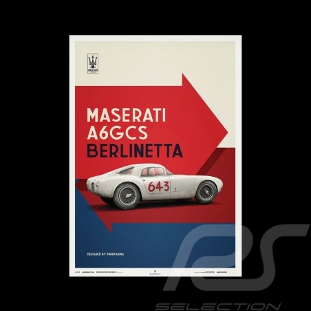 Maserati A6GCS Berlinetta 1954 White Poster Limited edition