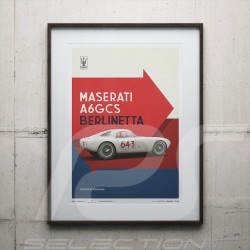 Maserati A6GCS Berlinetta 1954 Weiß Poster Limited edition