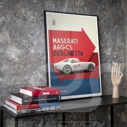 Poster Maserati A6GCS Berlinetta 1954 Blanc Limited edition