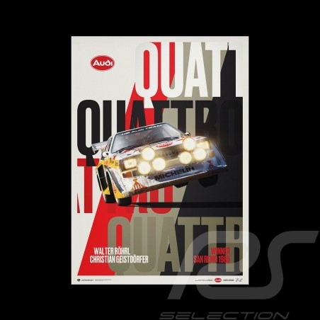 Walter Röhrl - Christian Geistdörfer Audi Quattro S1 Winner San Remo 1985 Alitalia Poster Limited edition