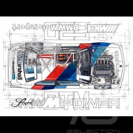 BMW M3 E30 Motorsport MPower DTM Sport Series Original Zeichnung von Sébastien Sauvadet