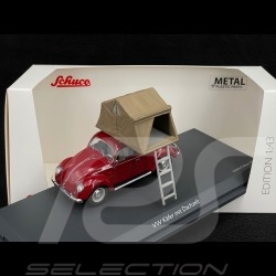 Volkswagen Coccinelle Beetle 1960 avec tente sur le toit Rouge 1/43 Schuco 450377500