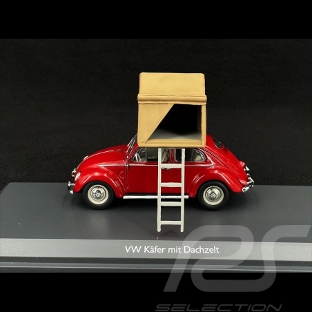 Volkswagen Coccinelle Beetle 1960 avec tente sur le toit Rouge 1/43 Schuco 450377500
