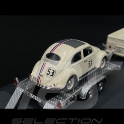 Volkswagen T1b Pick-Up n°53 with trailer + Herbie n°53 1968 Cream 1/43 Schuco 450275800