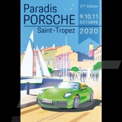 Plakat Paradis Porsche Saint-Tropez 2020 Drückplatte auf Aluminium Dibond 40 x 60 cm