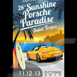 Affiche Paradis Porsche Saint-Tropez 2019 imprimée sur plaque Aluminium Dibond 40 x 60 cm