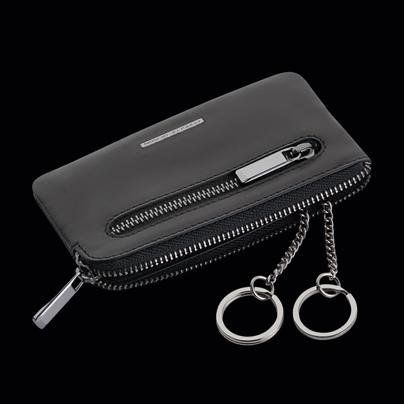 Porsche Design Portachiavi Classic Key Case L - Pelle Nera A Forma Di Portamonete