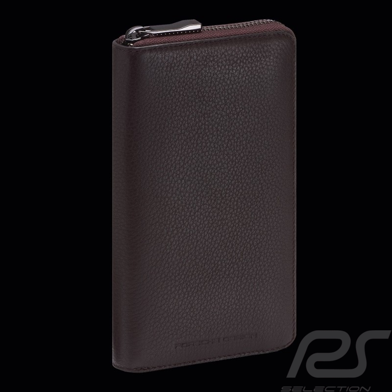 Portefeuille Porsche Design format maxi fermeture zip Cuir Marron foncé Business Wallet 15 4056487001081