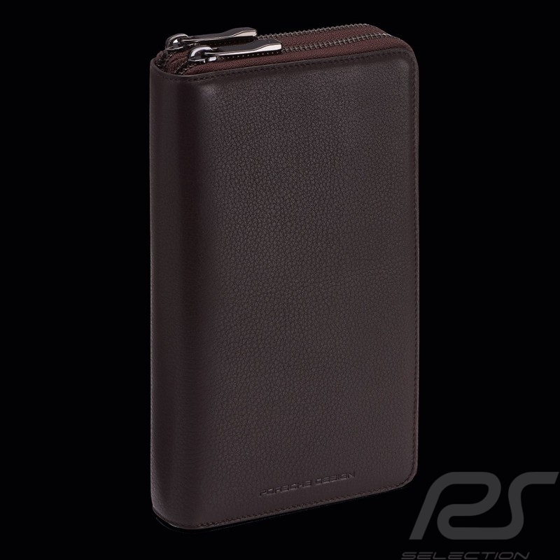 Porsche Design Brieftasche im Pouch-Stil mit Handschlaufe Leder Dunkelbraun Business Pouch 12 4056487001432