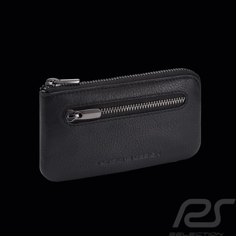 Key holder Porsche Design with a zipper Leather Black Business Key Case M 4056487001111
