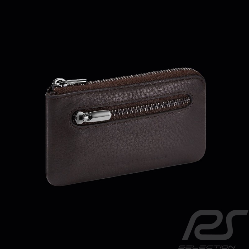 Key holder Porsche Design with a zipper Leather Dark brown Business Key Case M 4056487001128
