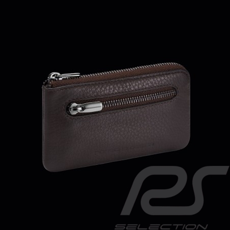Key holder Porsche Design with a zipper Leather Dark brown Business Key Case M 4056487001128