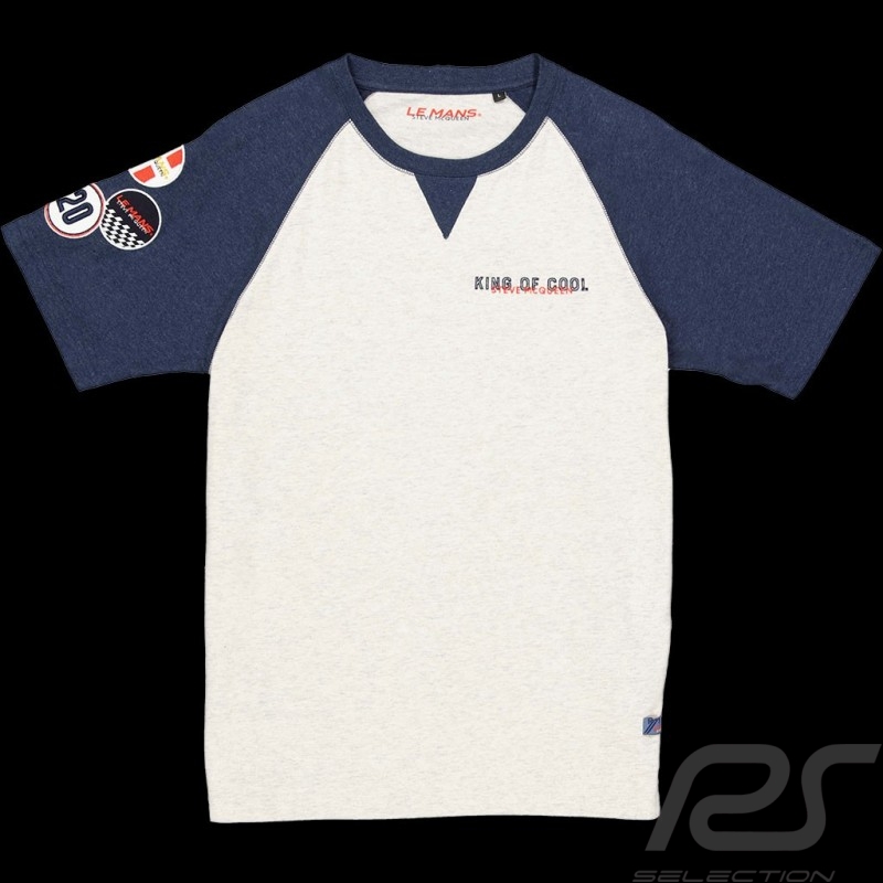 T-Shirt Steve McQueen Le Mans Two Tone Cremeweiß / Dunkelblau SQ221TSM08-102 - Herren