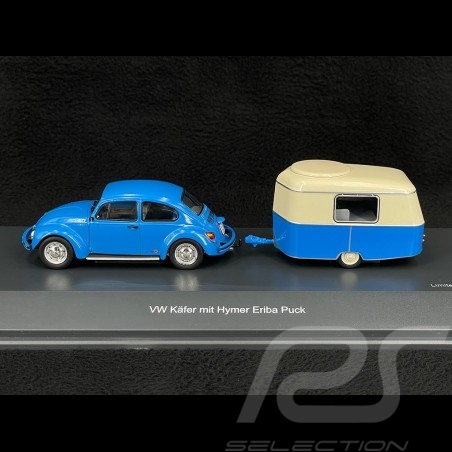 Volkswagen VW Beetle 1600i avec caravane Eriba Puck 1970 Bleu / Blanc Crème 1/43 Schuco 450268300