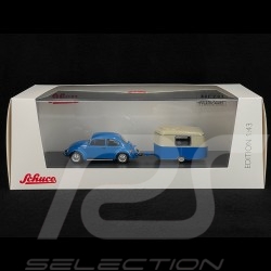 Volkswagen VW Beetle 1600i with Eriba Puck trailer 1970 Blue / Cream White 1/43 Schuco 450268300