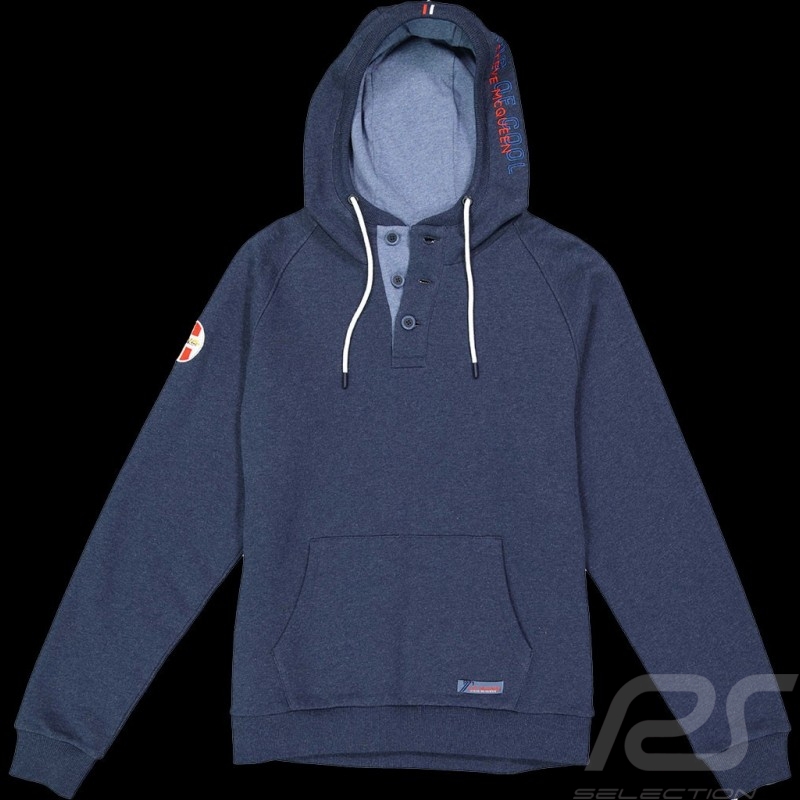 Sweatshirt Steve McQueen Le Mans Hoodie mit Kapuze Buttoned Dunkelblau - Herren SQ221SSM01-120