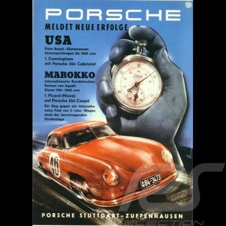 Postcard Porsche 356 chrono original poster of Erich Strenger