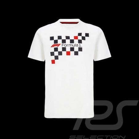 T-Shirt Formula 1 F1 Checkered Flag White 701202290-001 - unisex