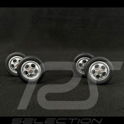 Set of 4 Wheels and Telefonfelge rims for Porsche 924 from 1976 to 1988 Silver Metallic 1/18 KK Scale KKDCACC018