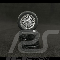Set of 4 Wheels and Telefonfelge rims for Porsche 924 from 1979 to 1988 Silver Metallic 1/18 KK Scale KKDCACC026