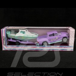 Toyota Hilux Revo with trailer and boat Purple / Green Aloha 1/64