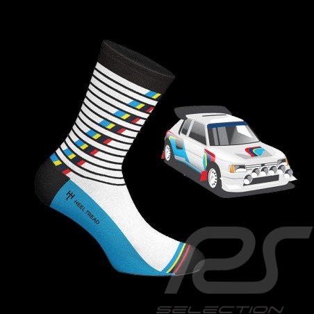 Peugeot 205 Turbo 16 socks White / Black / Rainbow - unisex - Size 41/46